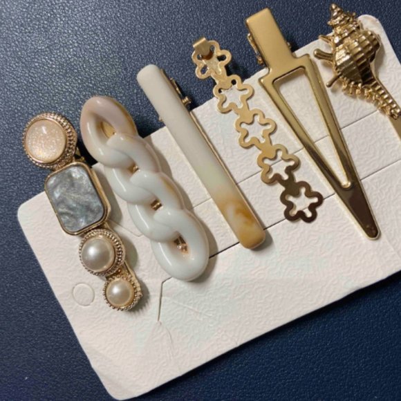 🆕 Faux Pearl Decor Hair Clip Set of 6 - Picture 8 of 8